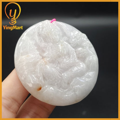 Yingmart 100% Natural Myanmar Jade Buddha Guan Yin Pendant Genuine Jadeite Real Jade Type A Grade A Type A Hand Carved