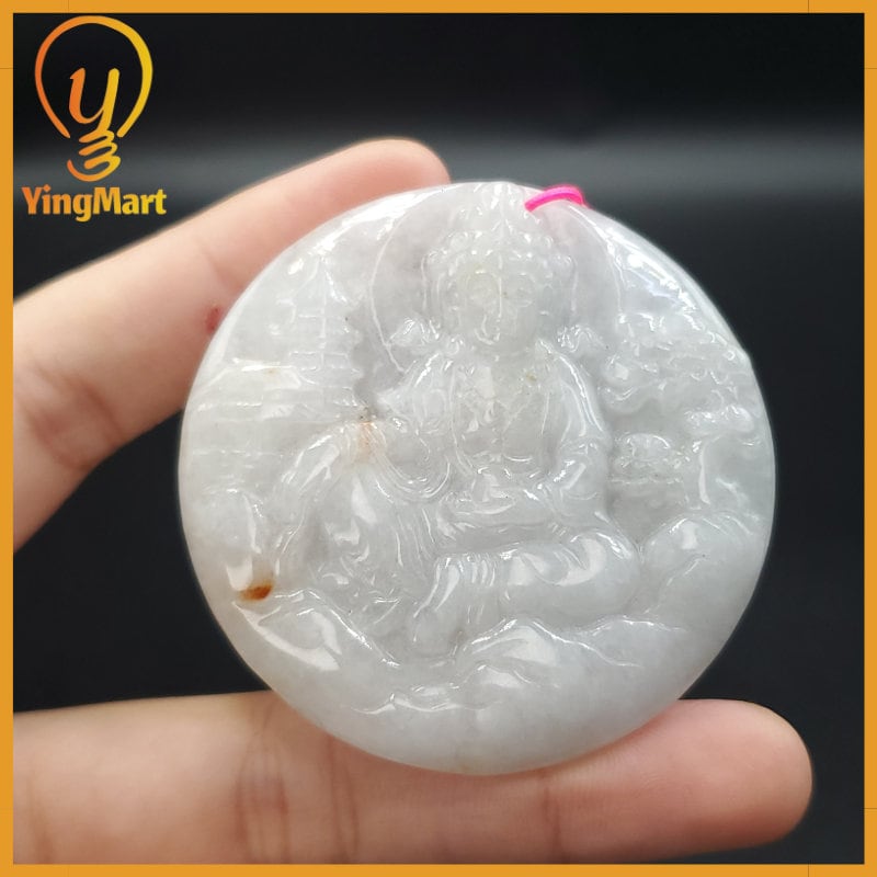 Yingmart 100% Natural Myanmar Jade Buddha Guan Yin Pendant Genuine Jadeite Real Jade Type A Grade A Type A Hand Carved