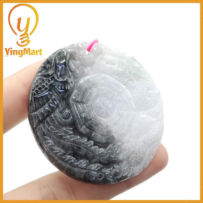 Yingmart Jade Dragon Phoenix Baguazhang Pendant  Burmese Myanmar Genuine Jadeite Real Jade Grade A Type A