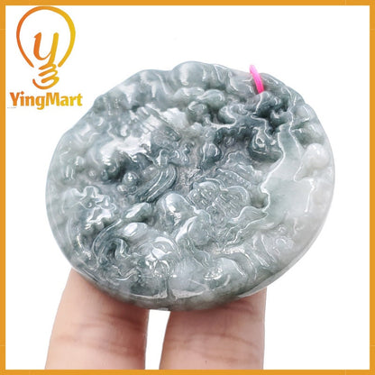 Yingmart  Landscape Pendant  Hand Carved 100% Genuine Jadeite Jade  Burmese Myanmar Real Jade Grade A Type A
