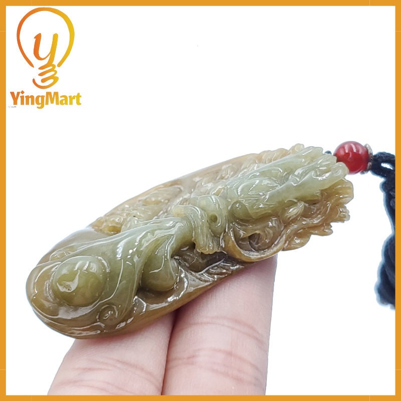 Yingmart  Fire-breathing dragon Pendant  100% Genuine Jadeite Jade  Burmese Myanmar Real Jade Grade A Type A