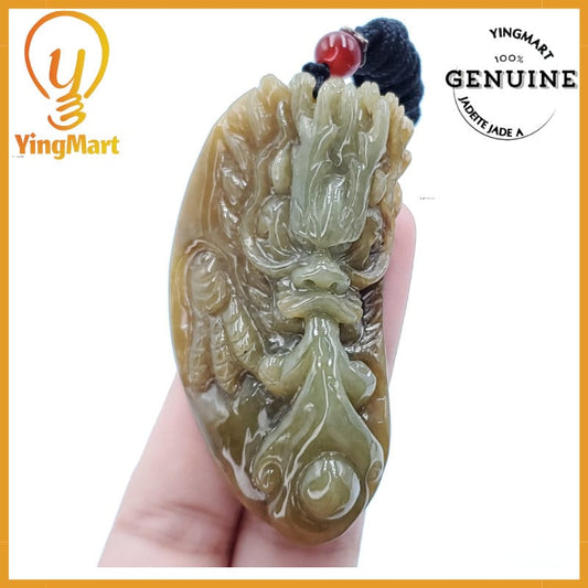 Yingmart  Fire-breathing dragon Pendant  100% Genuine Jadeite Jade  Burmese Myanmar Real Jade Grade A Type A