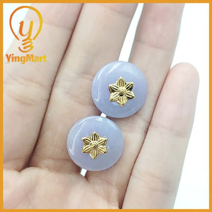 Yingmart Jade Lily of the Valley Coin Earrings Natural Carved Genuine Jadeite Real Jade Grade A Type A