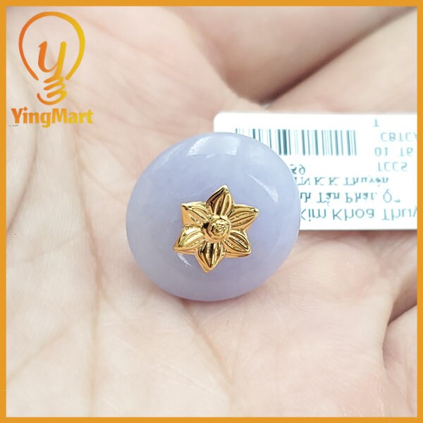 Yingmart Jade Lily of the Valley Coin Earrings Natural Carved Genuine Jadeite Real Jade Grade A Type A