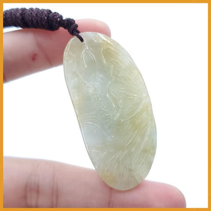 Yingmart  Natural Jade Lotus Flower 100% Genuine Jadeite Real Jade Grade A Type A Hand Craving