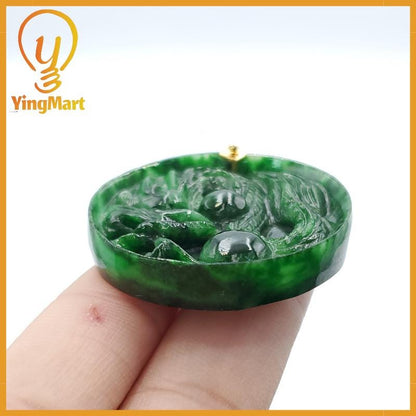 Yingmart  100% Natural Jade Dragon Pendant  Burmese Myanmar Genuine Jadeite Real Jade  Hand Carved