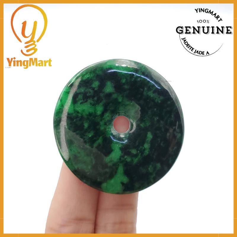 Yingmart Donut Jade Pendant 100% Genuine Jadeite Real Jade Type A Grade A Type A Hand Carved