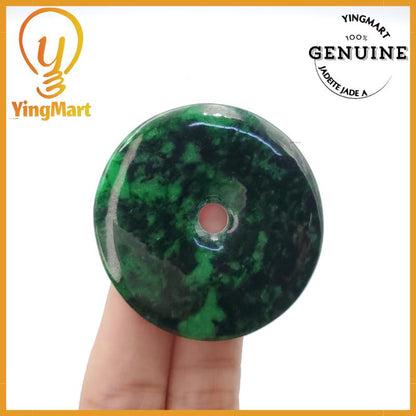 Yingmart Donut Jade Pendant 100% Genuine Jadeite Real Jade Type A Grade A Type A Hand Carved