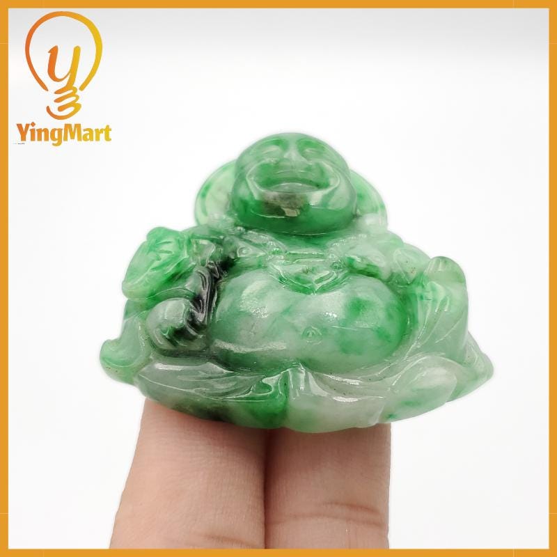 Yingmart Buddha Jade Pendant 100% Genuine Jadeite Real Jade Hand Carved Statue of Buddha Jadeite, Protection, Good Luck