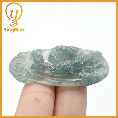Yingmart Peacock Pendant 100% Natural  Genuine Jadeite Real Jade Type A Grade A Hand Carved