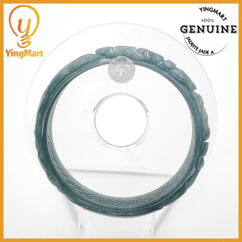 Yingmart 55mm-60mm Peacock Bracelet and Pendant Jade  100% Natural  Genuine Jadeite Real Jade Type A Grade A Hand Carved