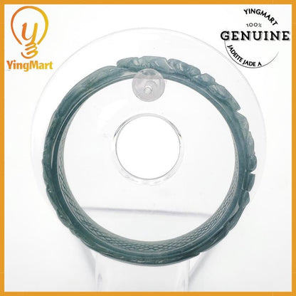 Yingmart 55mm-60mm Peacock Bracelet and Pendant Jade  100% Natural  Genuine Jadeite Real Jade Type A Grade A Hand Carved