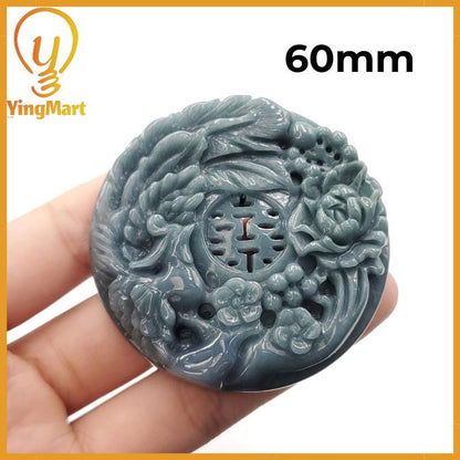 Yingmart 55mm-60mm Peacock Bracelet and Pendant Jade  100% Natural  Genuine Jadeite Real Jade Type A Grade A Hand Carved