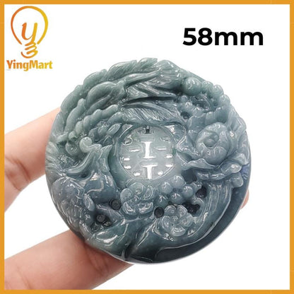 Yingmart 55mm-60mm Peacock Bracelet and Pendant Jade  100% Natural  Genuine Jadeite Real Jade Type A Grade A Hand Carved