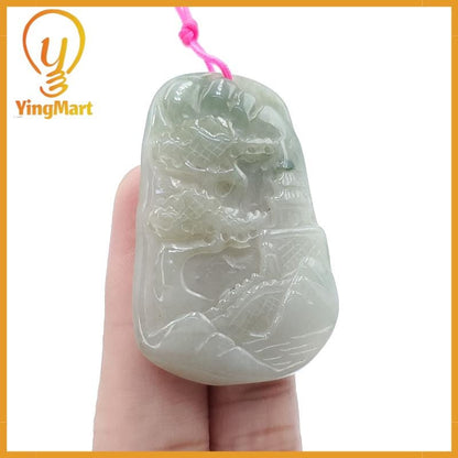 Yingmart  Landscape Pendant  Hand Carved 100% Genuine Jadeite Jade  Burmese Myanmar Real Jade Grade A Type A