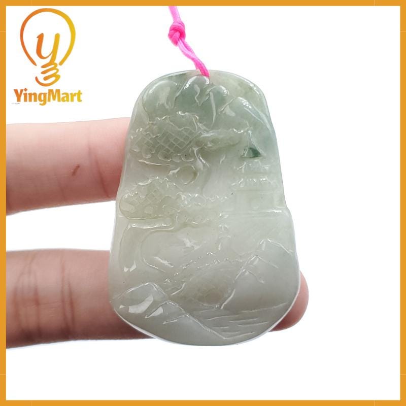 Yingmart  Landscape Pendant  Hand Carved 100% Genuine Jadeite Jade  Burmese Myanmar Real Jade Grade A Type A