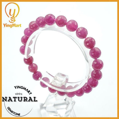 Yingmart Faceted Red Ruby beads Bracelet , Vintage Jewelry,Accessories,Real Gemstone, Gift for her