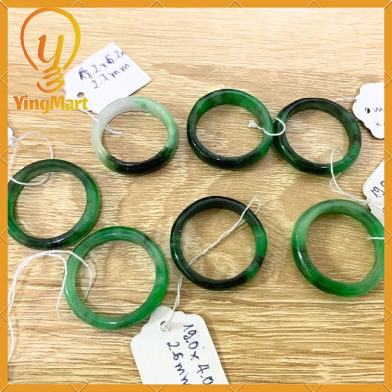 Yingmart Green Jadeite Jade Ring, Burmese Myanmar, Real Gemstone, Vintage Jewelry Gift for Her Mom, Feng Shui Grandma Sister, Mens Women