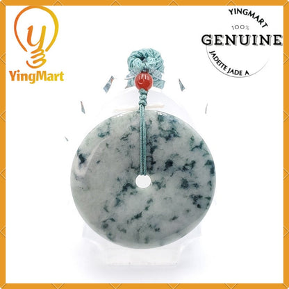 Yingmart  100% Natural Burma Jade Donut Pendant, Genuine MyanmarJadeite Real Jade Grade A Type A Hand Craved