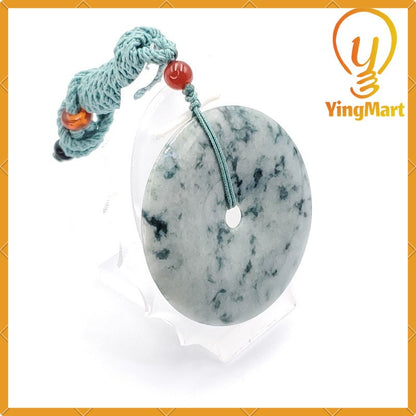 Yingmart  100% Natural Burma Jade Donut Pendant, Genuine MyanmarJadeite Real Jade Grade A Type A Hand Craved