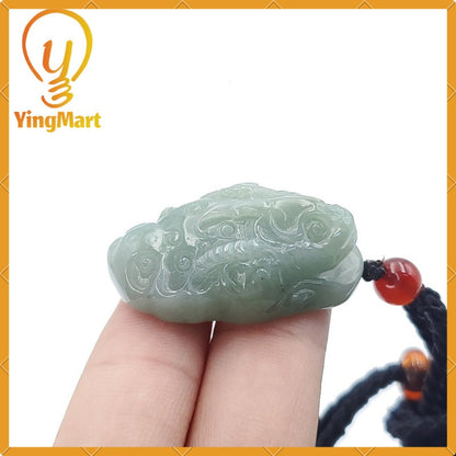 Yingmart  Fortune Pixiu Pendant 100% Natural  Burmese Myanmar Genuine Jadeite Real Jade Grade A Type A Hand Carved