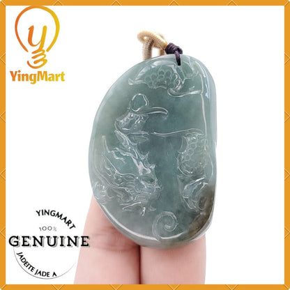 Yingmart  100% Natural Myanmar Jade Pendant Hand Carved Dragon Myanmar Genuine Jadeite Real Jade Grade A Type A