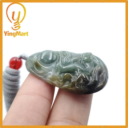 Yingmart 100% Genuine Jadeite Jade Marble Deer Pendant Hand Carved Burmese Myanmar Natural  Real Jade Grade A Type A