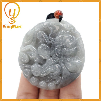 Yingmart Round Jade Pendant 100% natural Burmese Myanmar Genuine Jadeite Real Jade Grade A Type A Hand Carved