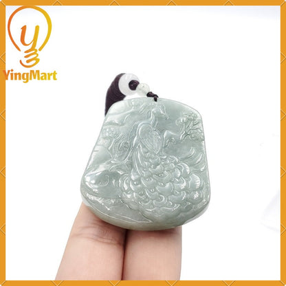 Yingmart 100% Genuine Jadeite Peacock Pendant Hand Carved Jade Burmese Myanmar  Real Jade Grade A Type A