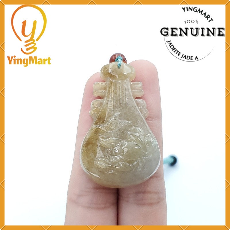 Yingmart Natural Burmese Jade Grade A Ruyi Pipa Burmese Myanmar Genuine Jadeite Real Jade Grade A Type A Hand Carved