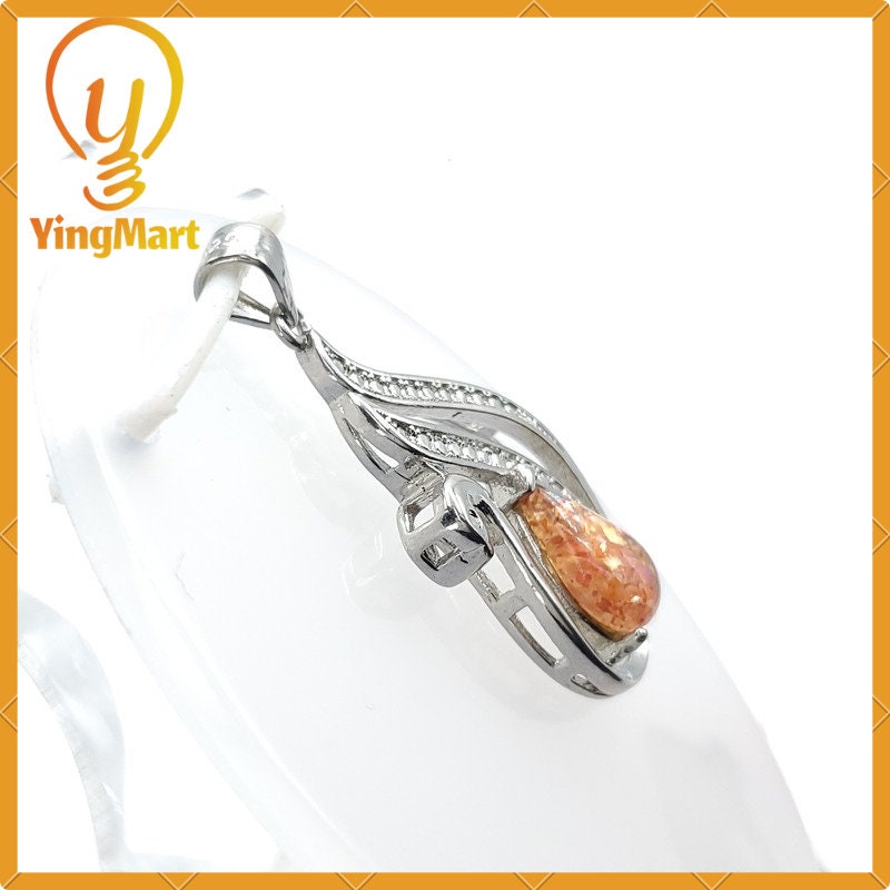 Yingmart Natural Strawberry Quartz Embraced By a Silver Swan Pendant 100% Genuine Jadeite Real Jade Type A Grade A Hand Carved