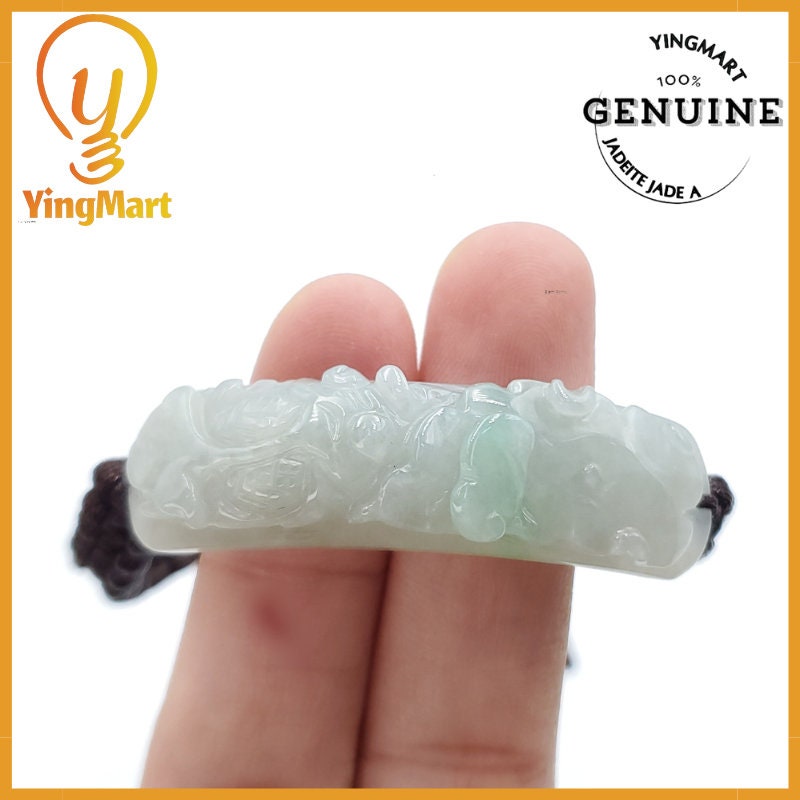 Yingmart Genuine Jadeite 100% Natural Jade Gold Fish Pendant  Real Jade Type A Grade A Hand Carved