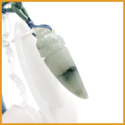 Yingmart Certified Green Natural A Jade Jadeite Pendant Elephant Tooth Hand Carved