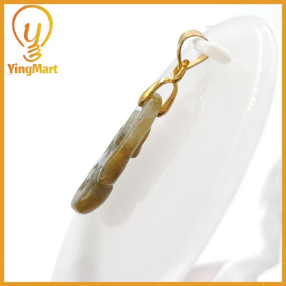 Yingmart Ruyi Jade Pendant 100% Genuine Jadeite Real Jade Type A Grade A Hand Carved