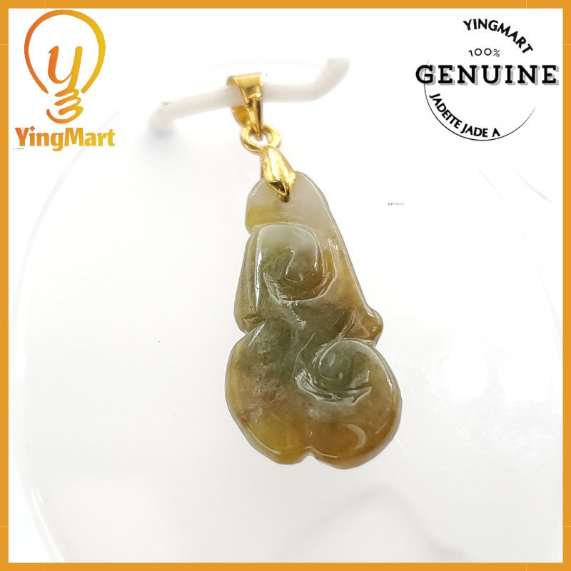 Yingmart Ruyi Jade Pendant 100% Genuine Jadeite Real Jade Type A Grade A Hand Carved