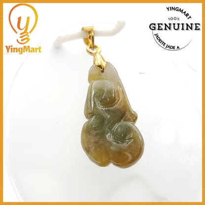 Yingmart Ruyi Jade Pendant 100% Genuine Jadeite Real Jade Type A Grade A Hand Carved