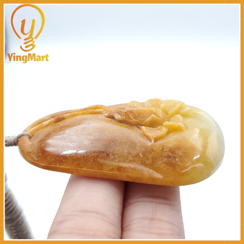 Yingmart Lotus Flower Jade Pendant  100% Genuine Jadeite Real Jade Type A Grade A Hand Carved