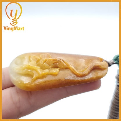 Yingmart Lotus Flower Jade Pendant  100% Genuine Jadeite Real Jade Type A Grade A Hand Carved