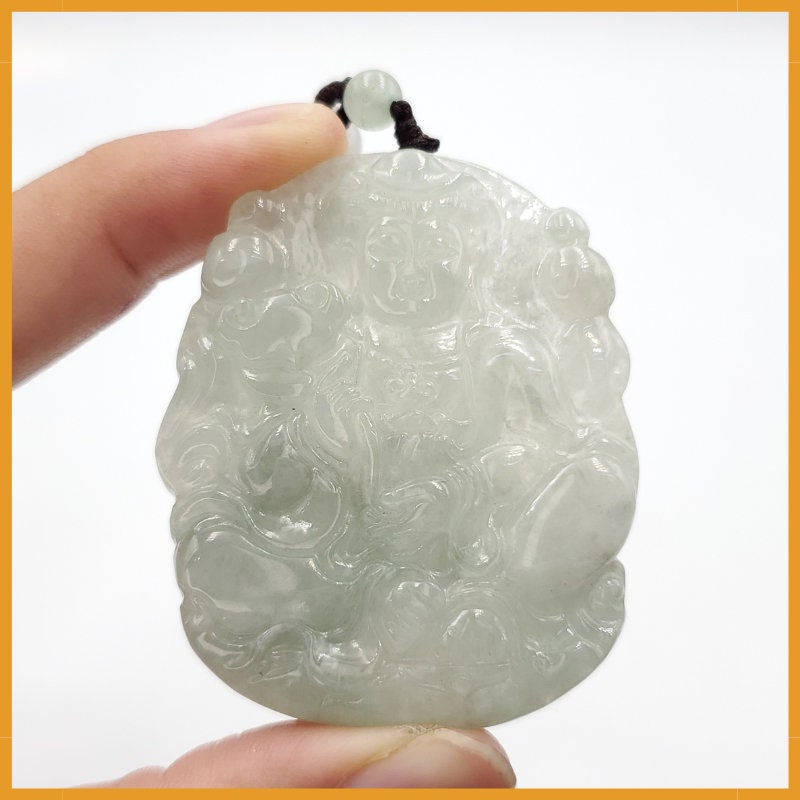 Yingmart Translucent Guan Yin Pendant Genuine Jadeite Real Jade Type A Grade A Hand Carved