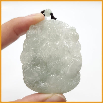 Yingmart Translucent Guan Yin Pendant Genuine Jadeite Real Jade Type A Grade A Hand Carved