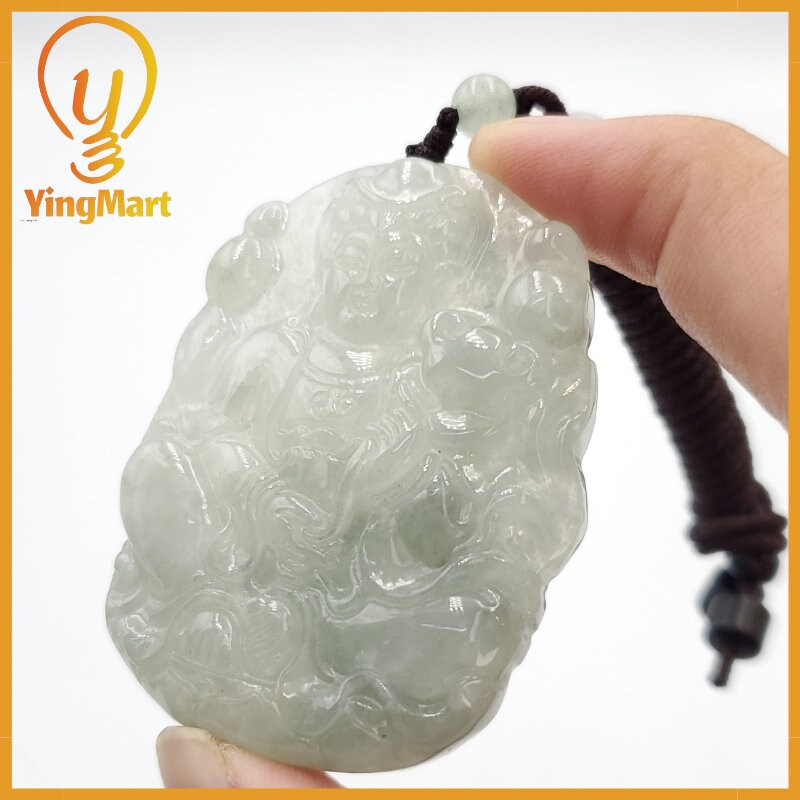 Yingmart Translucent Guan Yin Pendant Genuine Jadeite Real Jade Type A Grade A Hand Carved