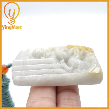 Yingmart Dragon Genuine Jadeite Jade Pendant  Real Jade Type A Grade A Hand Carved