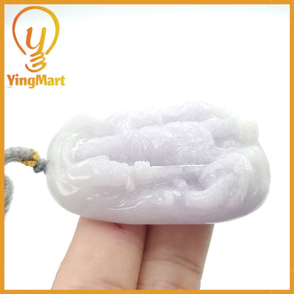 Yingmart Translucent Guan Gong Jade Pendant Genuine Jadeite Real Jade Type A Grade A Hand Carved