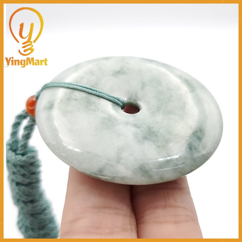 Yingmart Donut Jade Pendant 100% Genuine Jadeite Real Jade Type A Grade A Type A Hand Carved