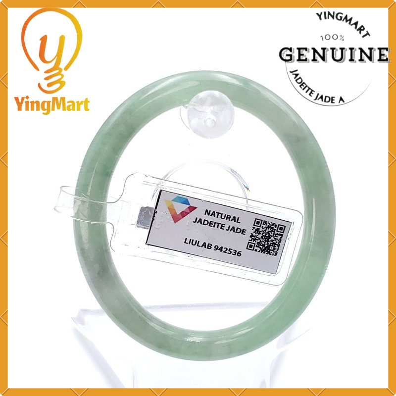 Yingmart 53mm LIULAB Certified Genuine Green Natural Jadeite Jade Thick Bangle Bracelets, Real Gemstone Bracelet, Vintage Jewelry