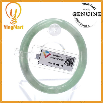 Yingmart 53mm LIULAB Certified Genuine Green Natural Jadeite Jade Thick Bangle Bracelets, Real Gemstone Bracelet, Vintage Jewelry