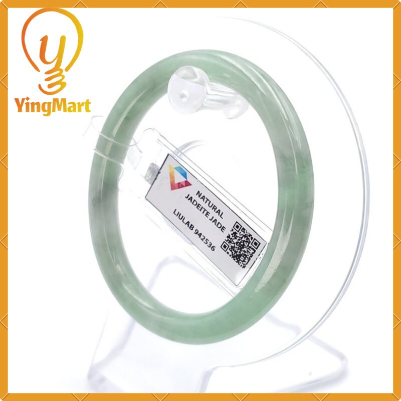 Yingmart 53mm LIULAB Certified Genuine Green Natural Jadeite Jade Thick Bangle Bracelets, Real Gemstone Bracelet, Vintage Jewelry