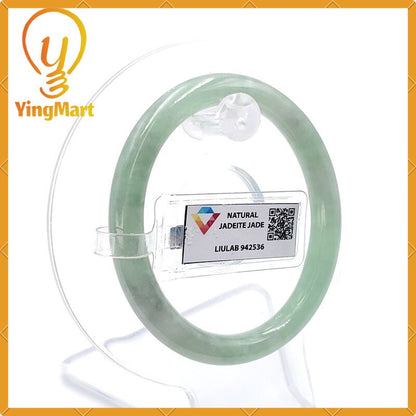 Yingmart 53mm LIULAB Certified Genuine Green Natural Jadeite Jade Thick Bangle Bracelets, Real Gemstone Bracelet, Vintage Jewelry