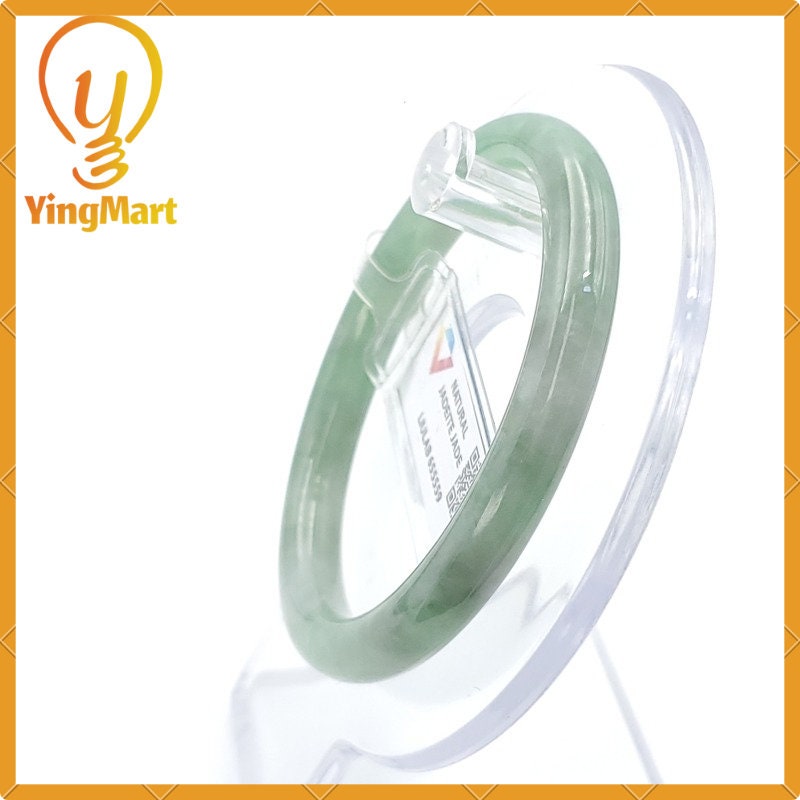 Yingmart 53mm LIULAB Certified Genuine Green Natural Jadeite Jade Thick Bangle Bracelets, Real Gemstone Bracelet, Vintage Jewelry