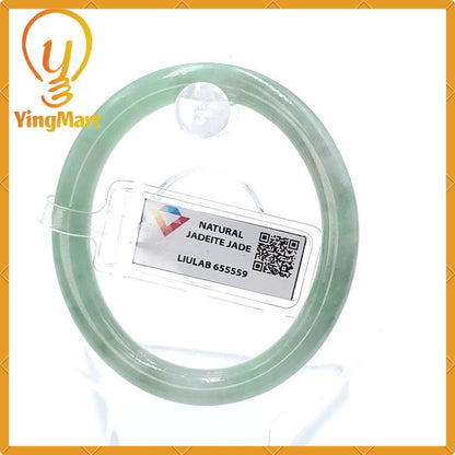 Yingmart 53mm LIULAB Certified Genuine Green Natural Jadeite Jade Thick Bangle Bracelets, Real Gemstone Bracelet, Vintage Jewelry